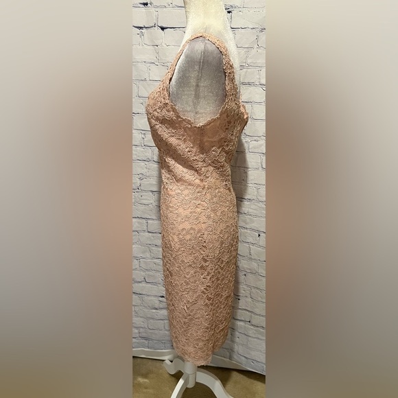 80s/90s Vintage Expo Nite Light Pink Lace Body Con Dress Size 10 - Picture 3 of 6